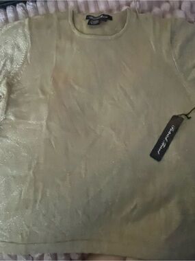 Unlisted Metallic Light Green Short Sleeve Top